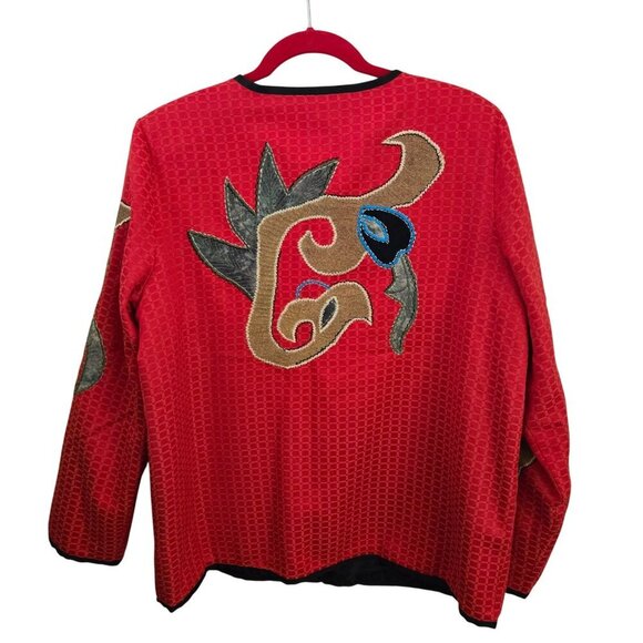 Indigo Moon Vintage Mixed Media Embroidered Patch Jacket Art To Wear Size M - Picture 2 of 6